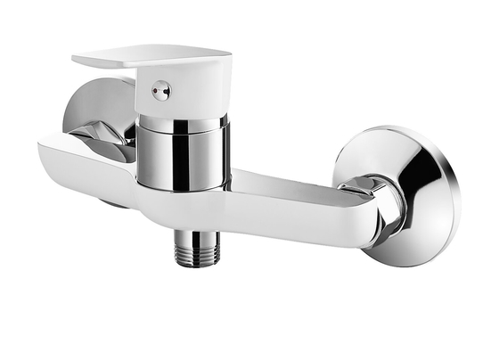 Faucet Mixer Shower Tuas Tunggal Semua Tekanan Setengah Chrome Setengah Putih