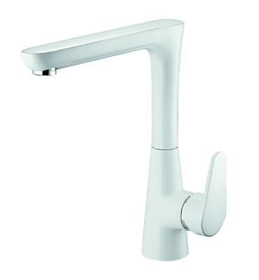Keran Mixer Dapur Putih Chrome Keran Mixer Air Panas Dan Dingin Anti Penuaan