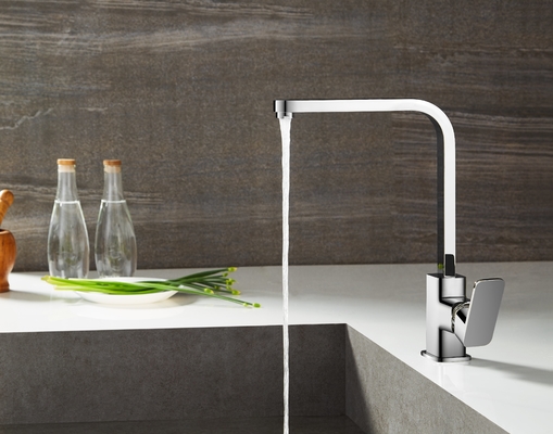Keran Mixer Dapur Logam Lengkungan Tinggi 363mm Keran Wastafel Meja Tinggi
