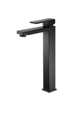 Keran Basin Hitam Matte Modern Satu Lubang