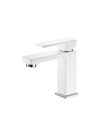 Faucet Wastafel Kamar Tamu Putih Matte Bergaya 1 Lubang Gagang Seng