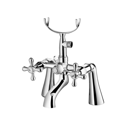 Faucet Dua Pegangan Anti korosi 2 Lubang Mixer Keran Basin Dengan Shower Bracket