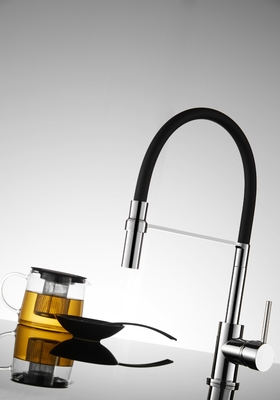Silicone Spout Chrome Kitchen Mixer Faucet Deck Mount Dengan Kartrid 35mm