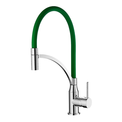 Selang Silikon Chrome Finish Dapur Mixer Faucet Hemat Air Ketahanan Korosi