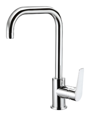 Keran Mixer Dapur Tuas Tunggal Chrome Keran Dapur Berputar 360 Derajat