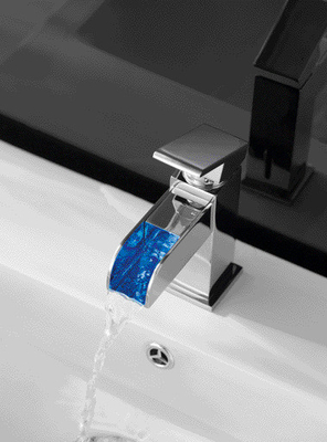 Faucet Wastafel Air Terjun Lampu LED Pasokan Air Panas dan Dingin