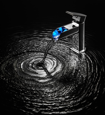 Kamar mandi wastafel keran Deck Mount Single Lever Air Terjun Basin Mixer Tap LED Single Hole Chrome