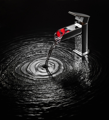 Kamar mandi wastafel keran Deck Mount Single Lever Air Terjun Basin Mixer Tap LED Single Hole Chrome