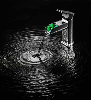Kamar mandi wastafel keran Deck Mount Single Lever Air Terjun Basin Mixer Tap LED Single Hole Chrome