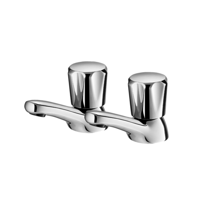 Sepasang Keran Wastafel Victoria Tradisional untuk Wastafel Kamar Mandi Panas dan Dingin 1/2 &quot;Faucet Mandi Kuningan, Chrome Dipoles Set 2