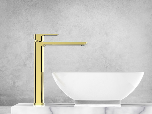 Air Terjun Kuningan Modern Air Terjun Tinggi Basin Tap Panas Dan Dingin Disesuaikan Untuk Kamar Mandi