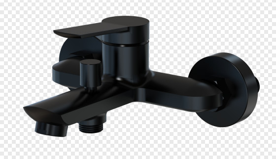 Permukaan yang dipasang di dinding Bath Mixer Tap Black Brass Single Lever Fitting